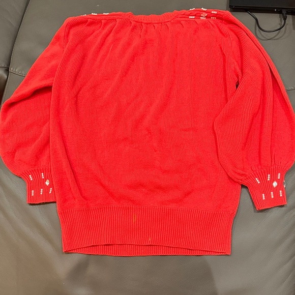 Maurada Chic Red Sweater with Jeweled Accents size Large - Picture 6 of 6